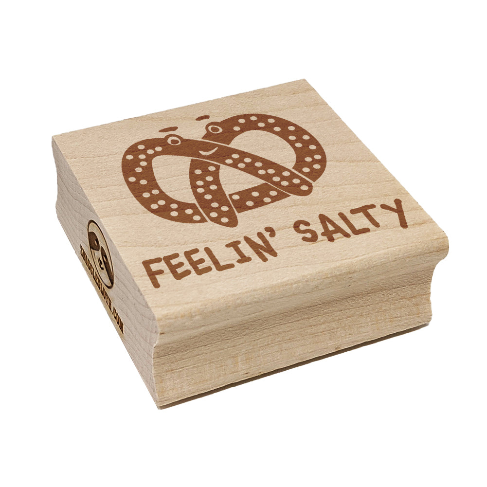 Feeling Salty Kawaii Pretzel Cute Square Rubber Stamp for Stamping Crafting