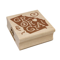 Georgia State with Text Swirls Square Rubber Stamp for Stamping Crafting