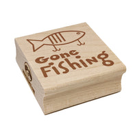 Gone Fishing Lure Fun Text Square Rubber Stamp for Stamping Crafting