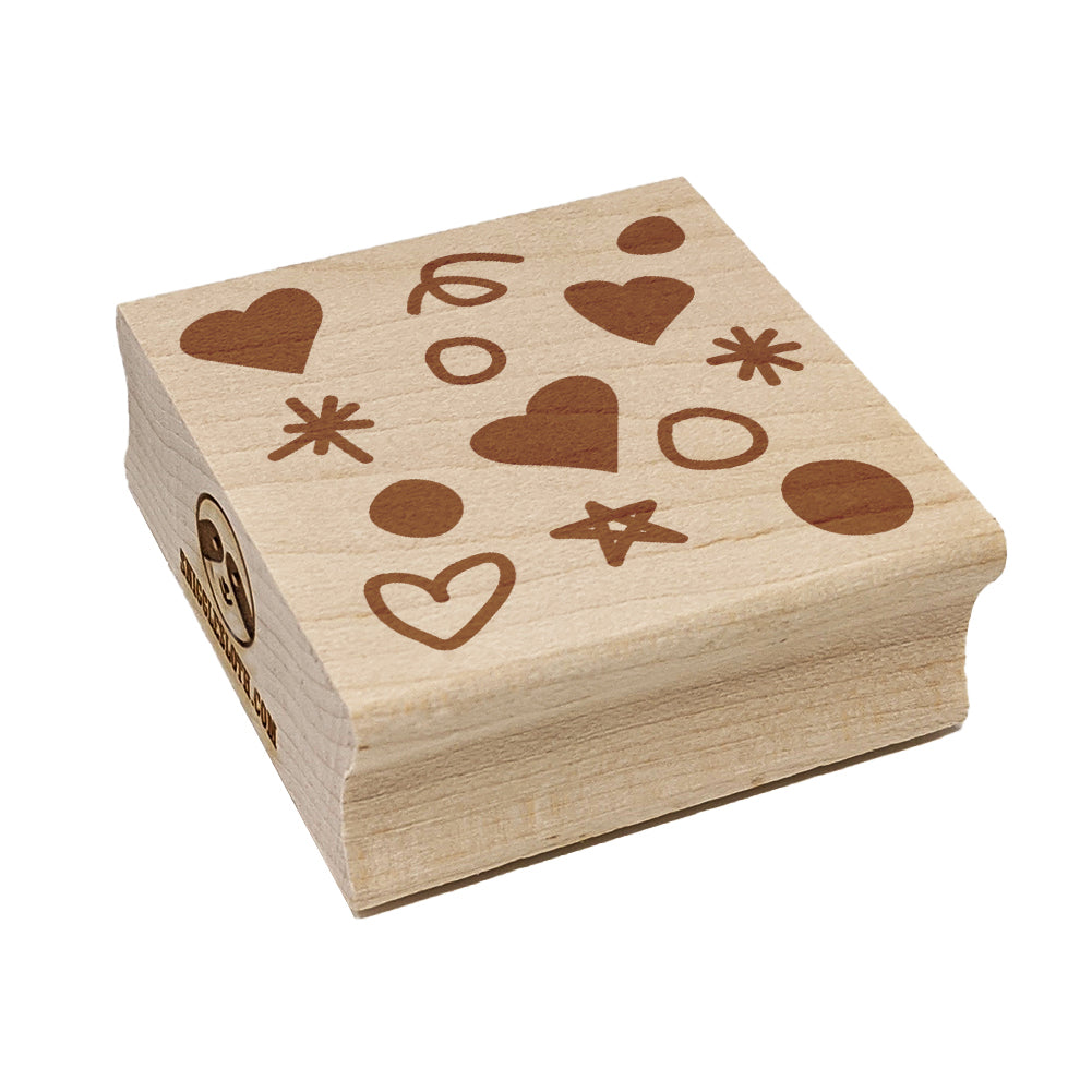 Hearts Dots Squiggles Celebration Background Square Rubber Stamp for Stamping Crafting