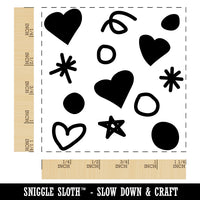 Hearts Dots Squiggles Celebration Background Square Rubber Stamp for Stamping Crafting