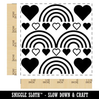 Hearts Rainbow Background Square Rubber Stamp for Stamping Crafting