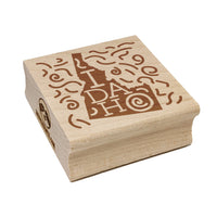 Idaho State with Text Swirls Square Rubber Stamp for Stamping Crafting