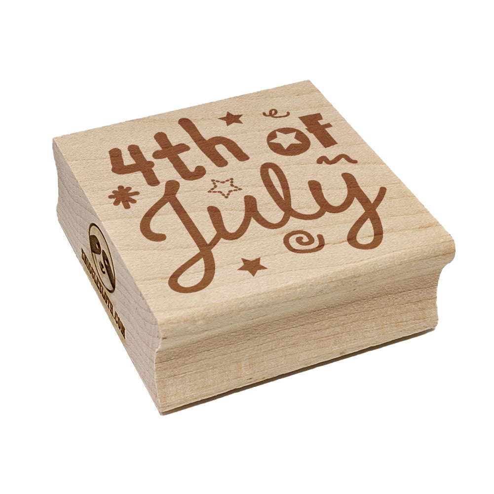 July 4th Independence Day Patriotic Cute Text Square Rubber Stamp for Stamping Crafting