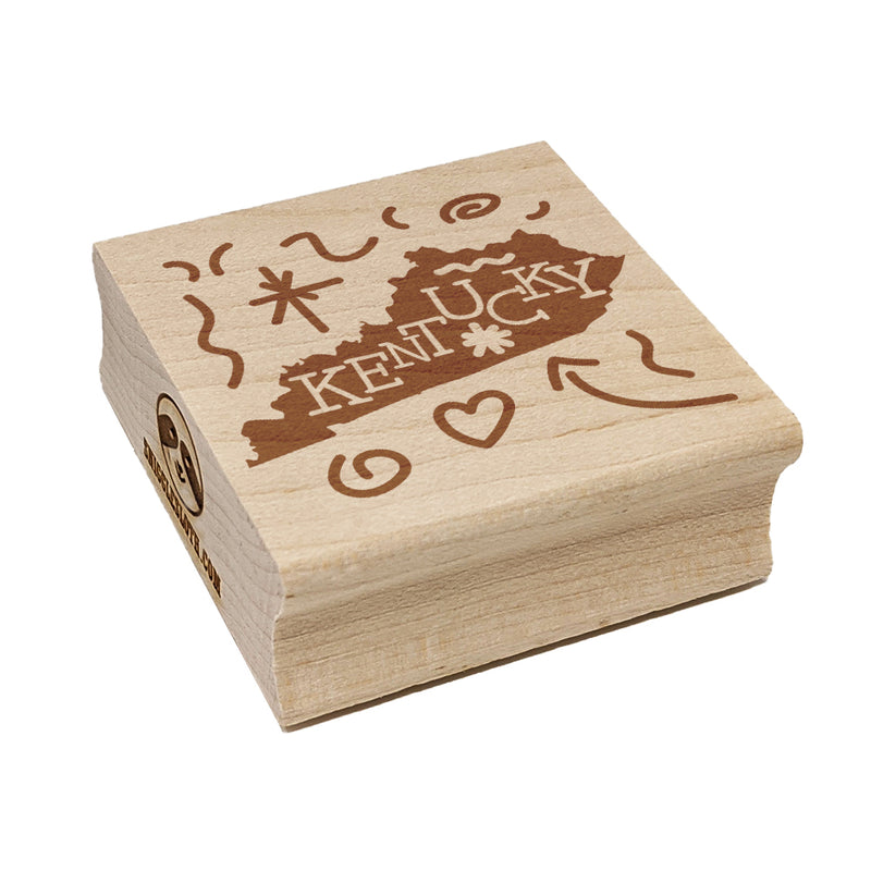 Kentucky State with Text Swirls Square Rubber Stamp for Stamping Crafting