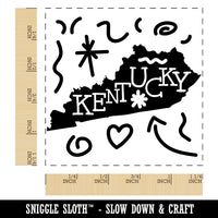 Kentucky State with Text Swirls Square Rubber Stamp for Stamping Crafting