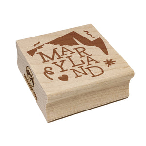 Maryland State with Text Swirls Square Rubber Stamp for Stamping Crafting