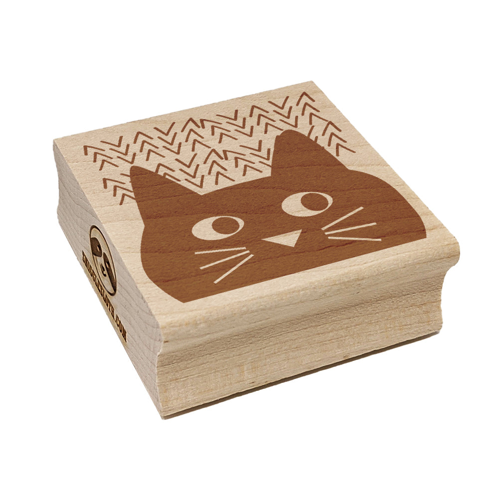 Mischievous Cat Peering Square Rubber Stamp for Stamping Crafting