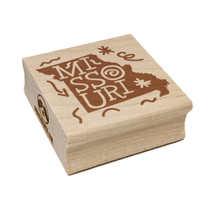 Missouri State with Text Swirls Square Rubber Stamp for Stamping Crafting