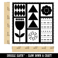Mod Design Flowers Triangles Leaves Square Rubber Stamp for Stamping Crafting