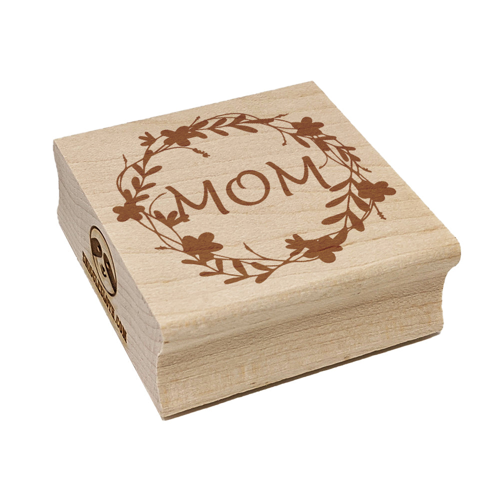 Mom Flower Wreath Mother's Day Square Rubber Stamp for Stamping Crafting