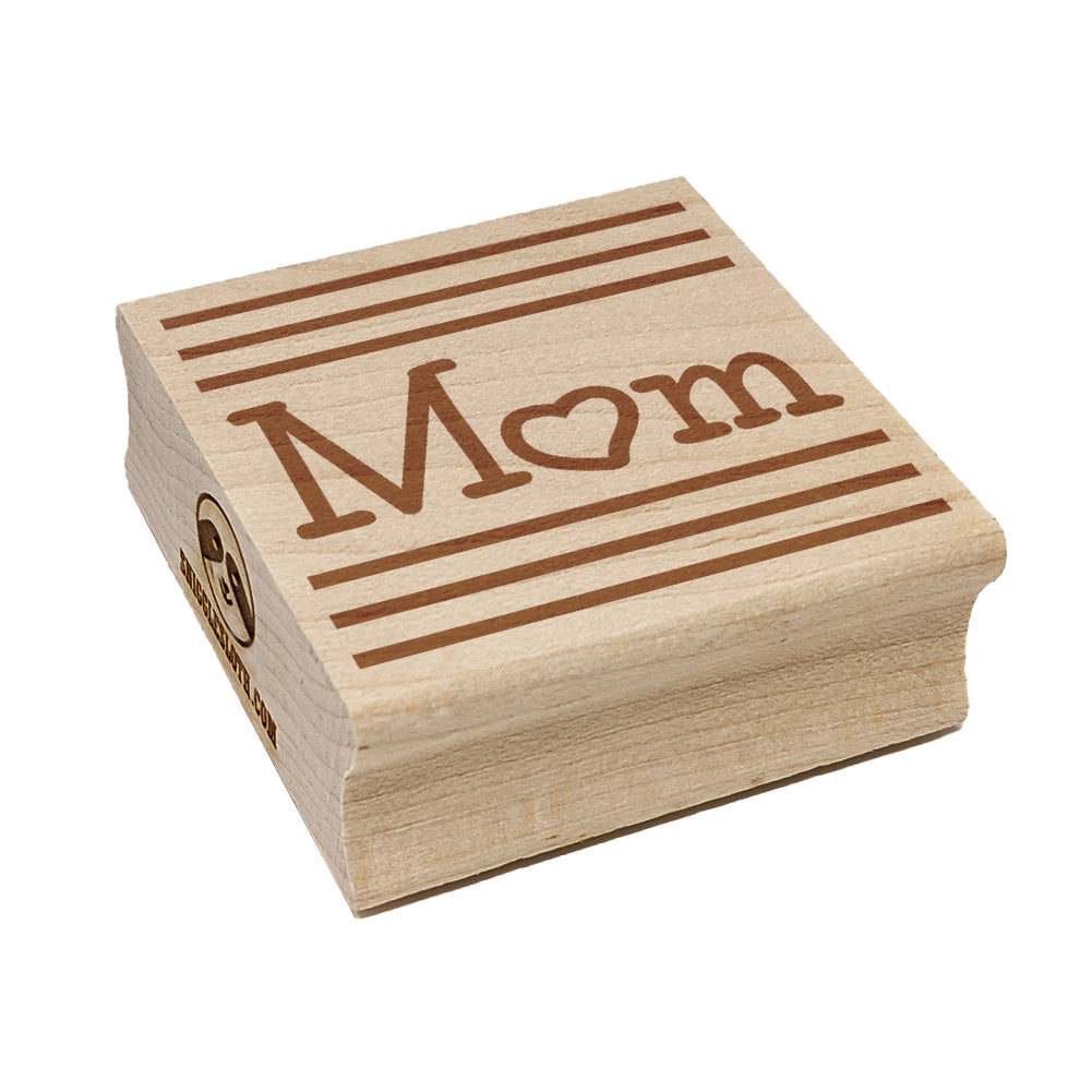 Mom Love Stripes Mother's Day Square Rubber Stamp for Stamping Crafting