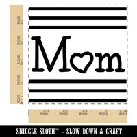 Mom Love Stripes Mother's Day Square Rubber Stamp for Stamping Crafting