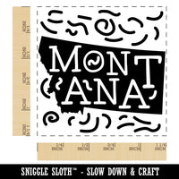 Montana State with Text Swirls Square Rubber Stamp for Stamping Crafting