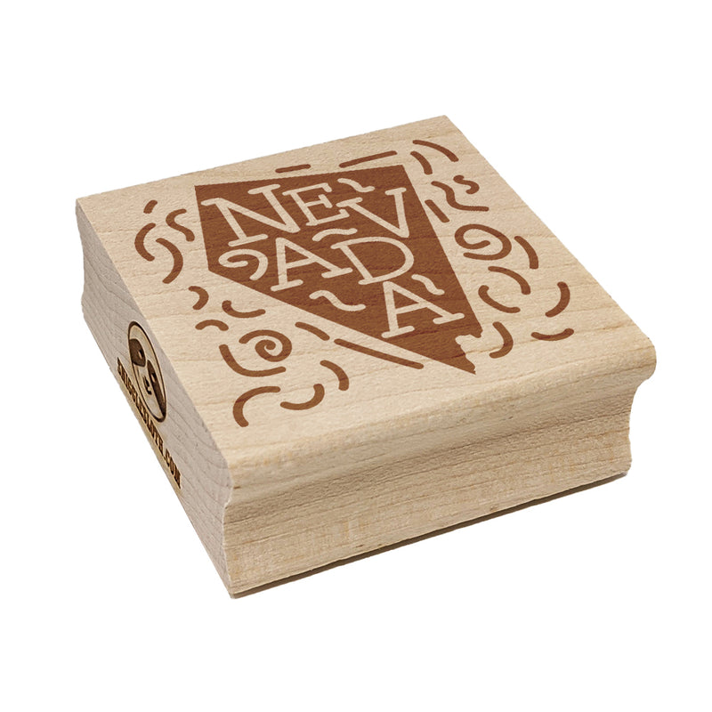 Nevada State with Text Swirls Square Rubber Stamp for Stamping Crafting