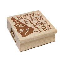 New Hampshire State with Text Swirls Square Rubber Stamp for Stamping Crafting