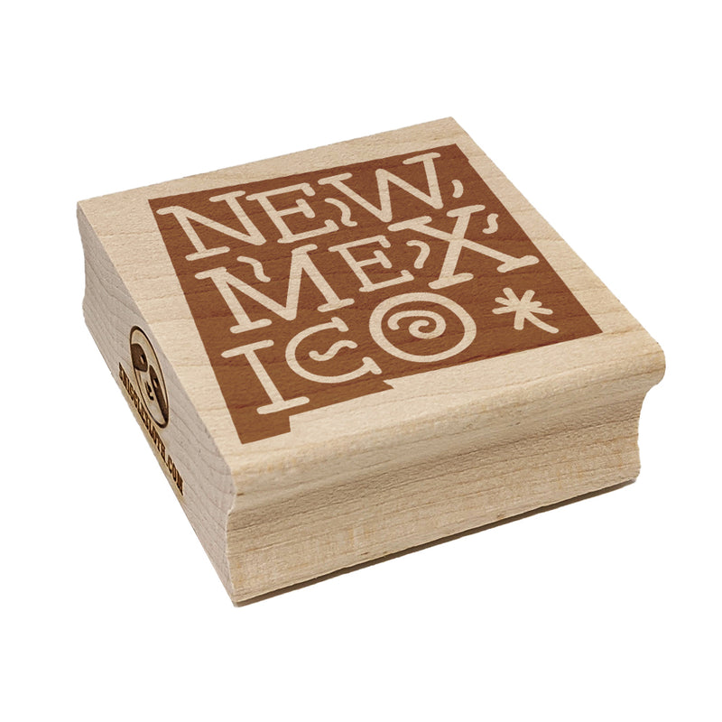 New Mexico State with Text Swirls Square Rubber Stamp for Stamping Crafting