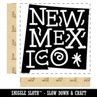 New Mexico State with Text Swirls Square Rubber Stamp for Stamping Crafting