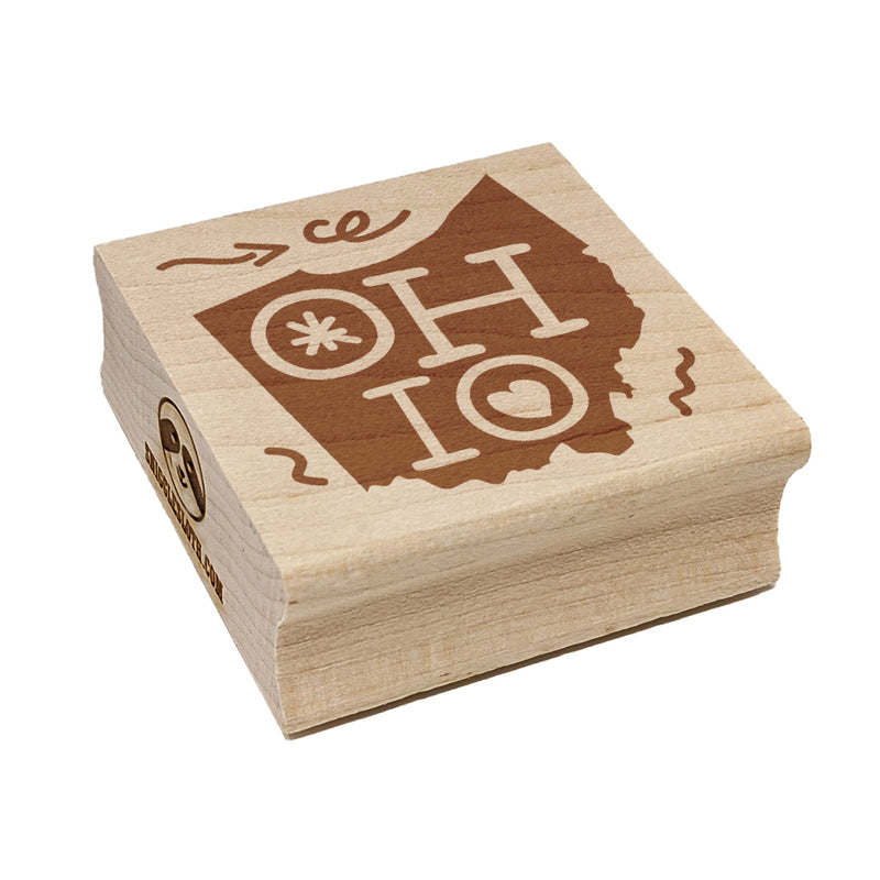 Ohio State with Text Swirls Square Rubber Stamp for Stamping Crafting