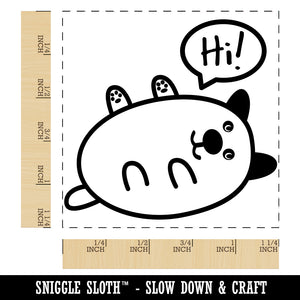 Pug Dog Hi Hello Doodle Rub My Tummy Square Rubber Stamp for Stamping Crafting