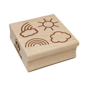 Rainbow Clouds Sun Medley Square Rubber Stamp for Stamping Crafting