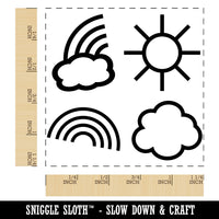 Rainbow Clouds Sun Medley Square Rubber Stamp for Stamping Crafting