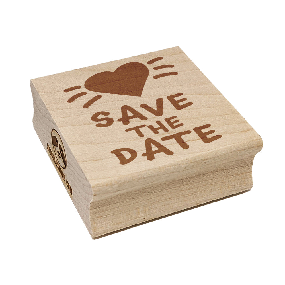 Save the Date Love Heart Square Rubber Stamp for Stamping Crafting