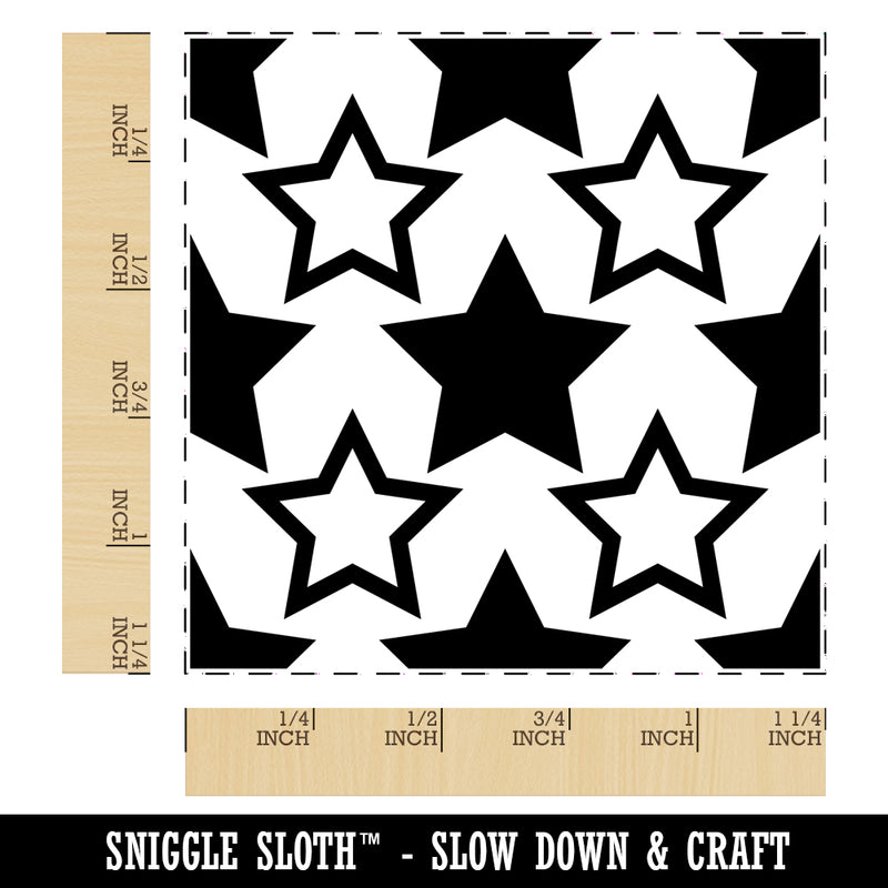 Star Pattern Patriotic July 4 Background Square Rubber Stamp for Stamping Crafting
