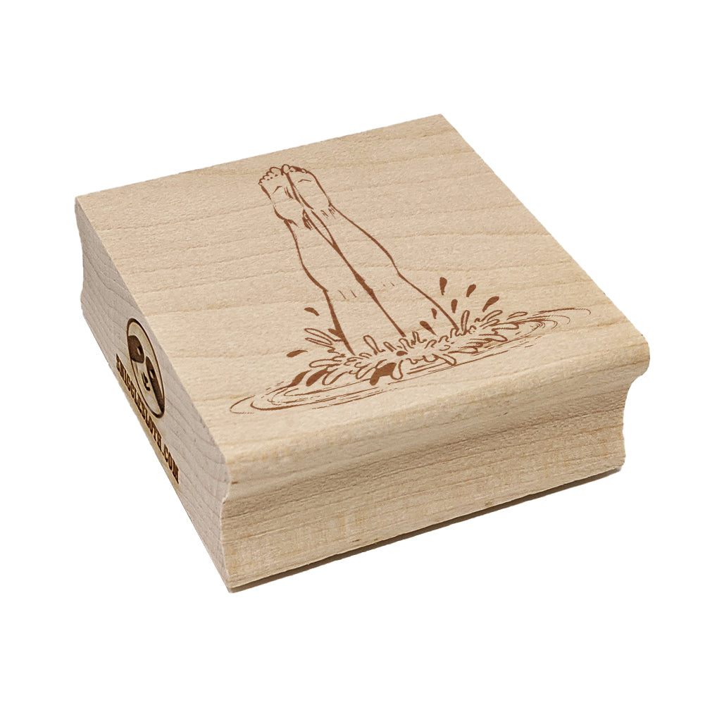 Swimming Diving Legs in Water Square Rubber Stamp for Stamping Crafting