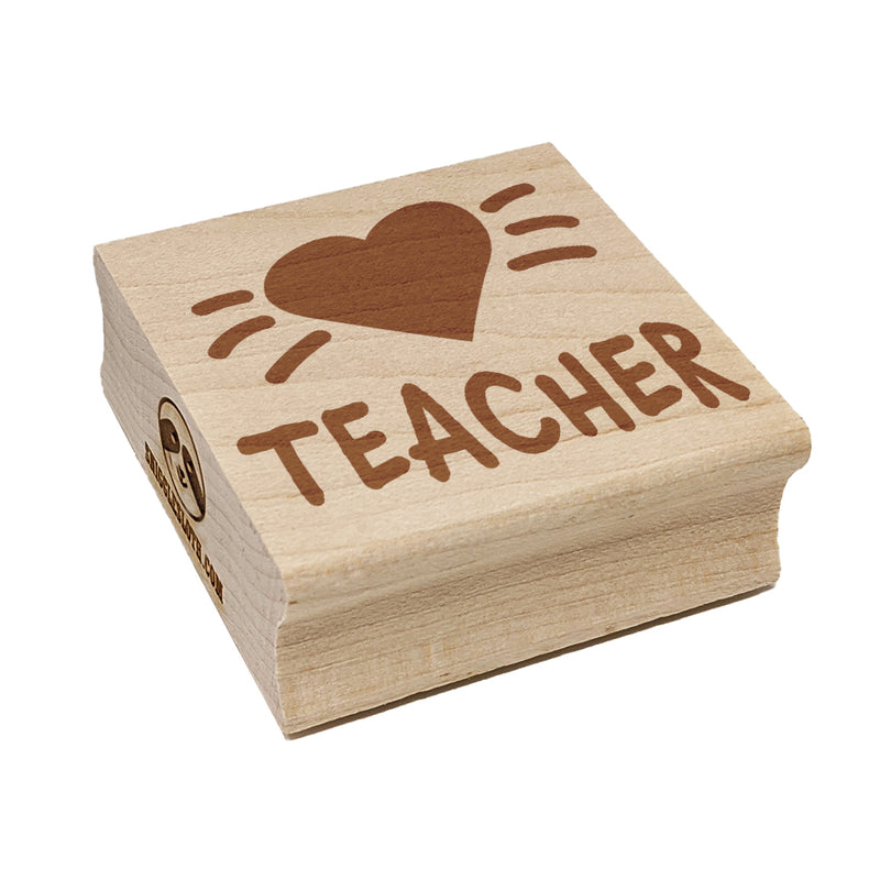 Teacher Love Heart Square Rubber Stamp for Stamping Crafting