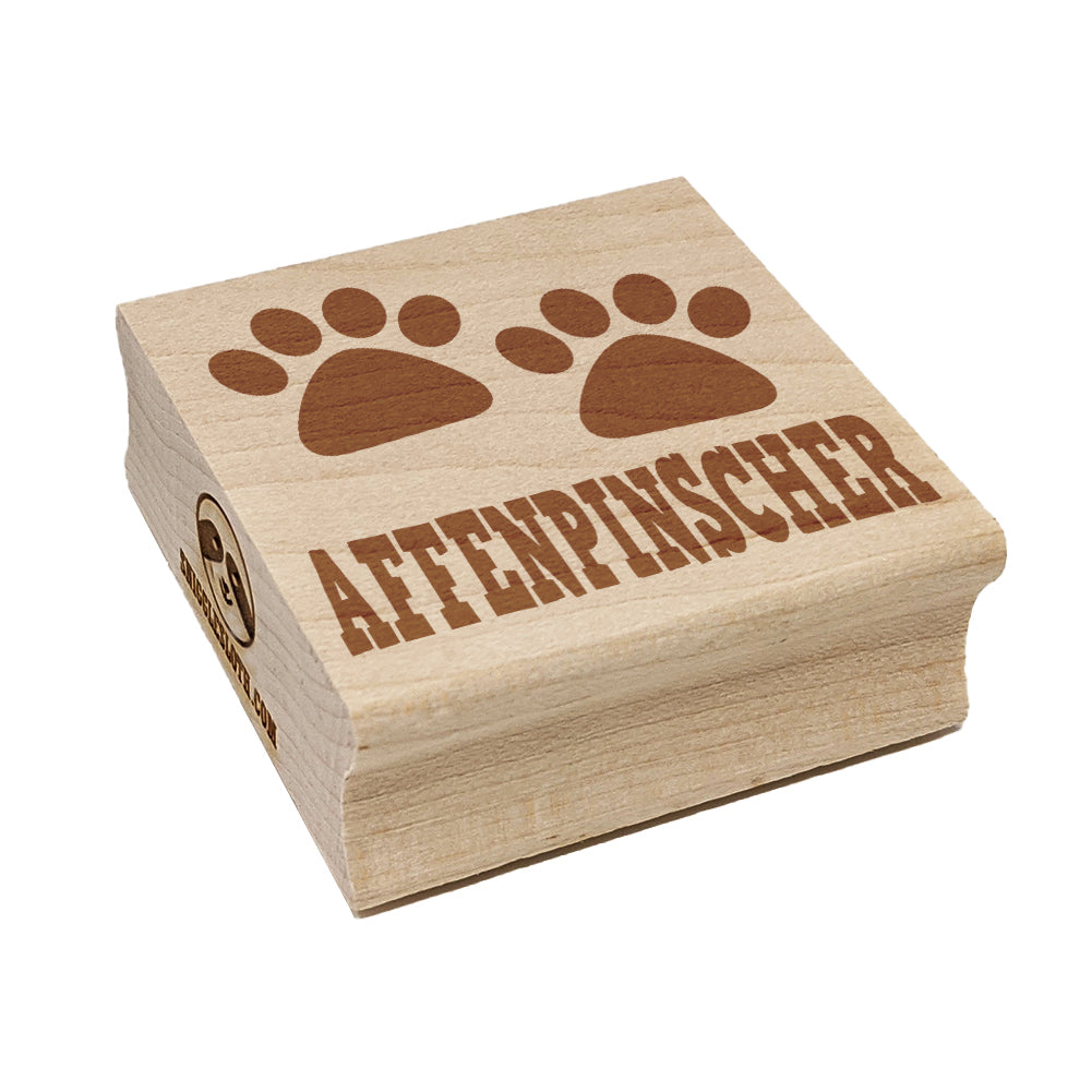 Affenpinscher Dog Paw Prints Fun Text Square Rubber Stamp for Stamping Crafting