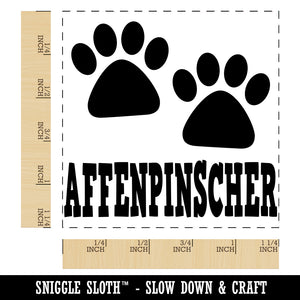 Affenpinscher Dog Paw Prints Fun Text Square Rubber Stamp for Stamping Crafting