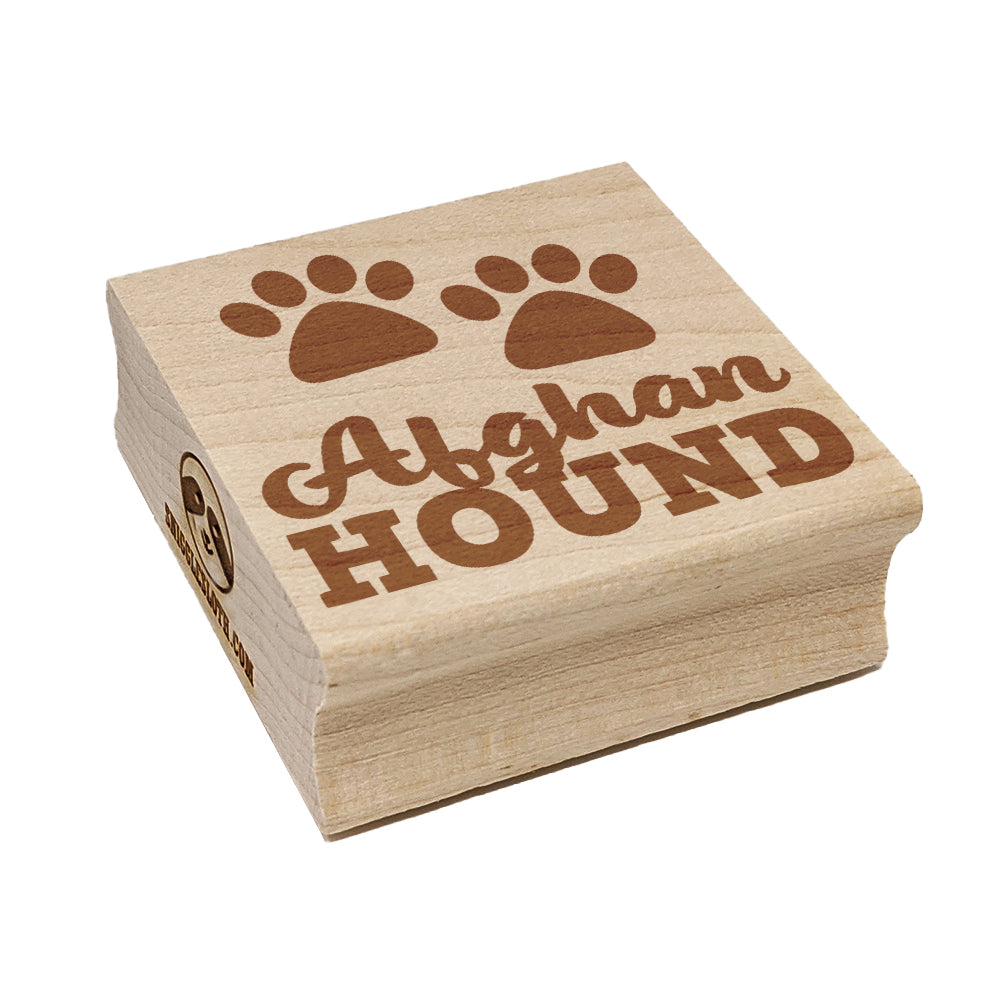 Afghan Hound Dog Paw Prints Fun Text Square Rubber Stamp for Stamping Crafting