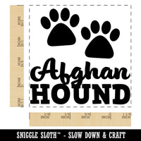 Afghan Hound Dog Paw Prints Fun Text Square Rubber Stamp for Stamping Crafting