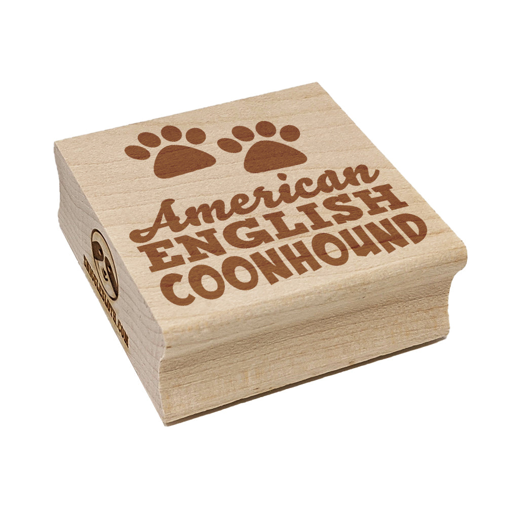American English Coonhound Dog Paw Prints Fun Text Square Rubber Stamp for Stamping Crafting