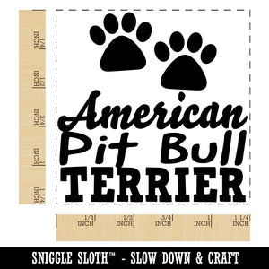 American Pit Bull Terrier Dog Paw Prints Fun Text Square Rubber Stamp for Stamping Crafting