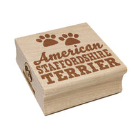 American Staffordshire Terrier Dog Paw Prints Fun Text Square Rubber Stamp for Stamping Crafting