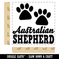 Australian Shepherd Dog Paw Prints Fun Text Square Rubber Stamp for Stamping Crafting