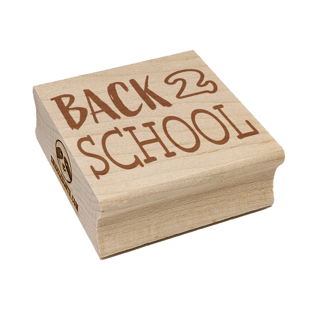 Back to School Fun Text Square Rubber Stamp for Stamping Crafting