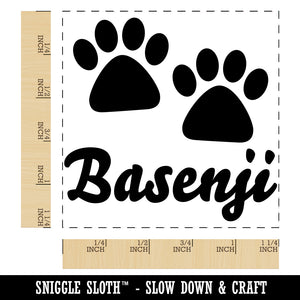Basenji Dog Paw Prints Fun Text Square Rubber Stamp for Stamping Crafting