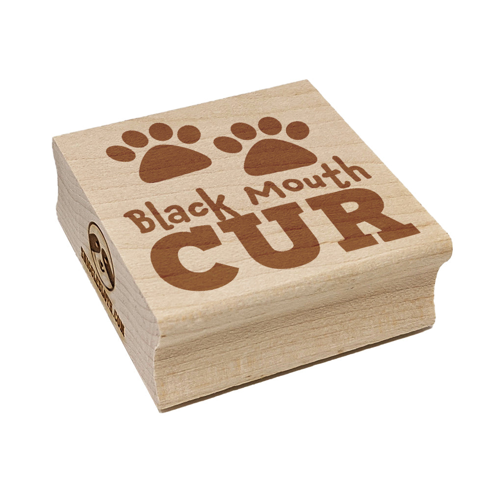 Black Mouth Cur Dog Paw Prints Fun Text Square Rubber Stamp for Stamping Crafting
