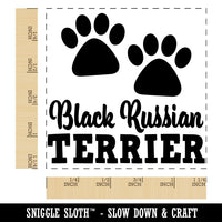 Black Russian Terrier Dog Paw Prints Fun Text Square Rubber Stamp for Stamping Crafting
