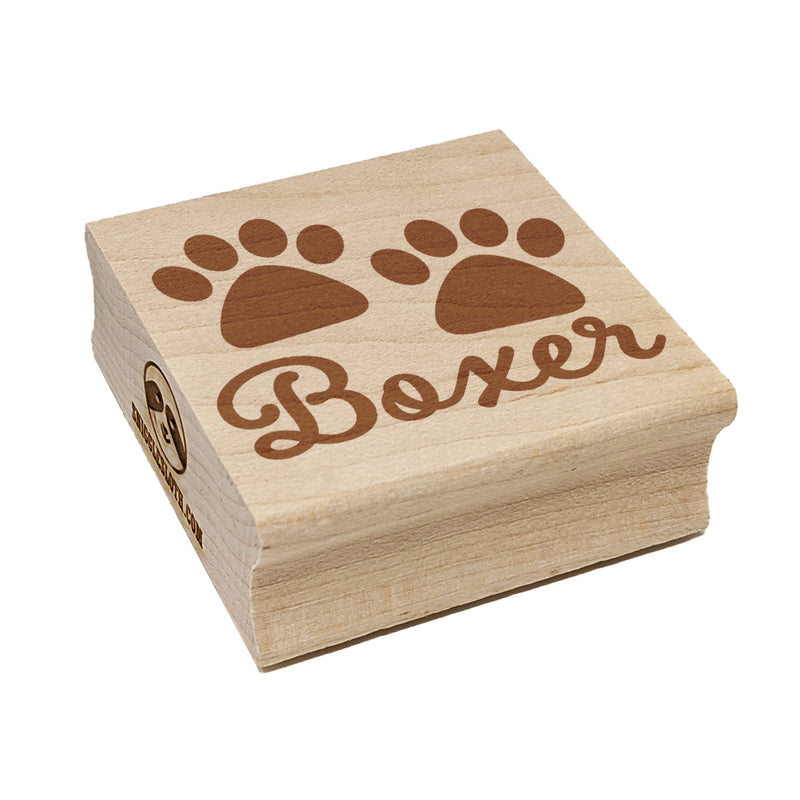 Boxer Dog Paw Prints Fun Text Square Rubber Stamp for Stamping Crafting