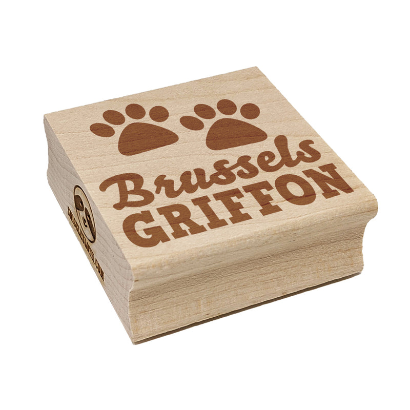 Brussels Griffon Dog Paw Prints Fun Text Square Rubber Stamp for Stamping Crafting