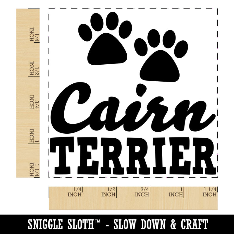 Cairn Terrier Dog Paw Prints Fun Text Square Rubber Stamp for Stamping Crafting