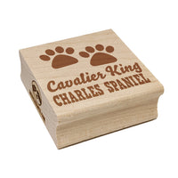 Cavalier King Charles Spaniel Dog Paw Prints Fun Text Square Rubber Stamp for Stamping Crafting
