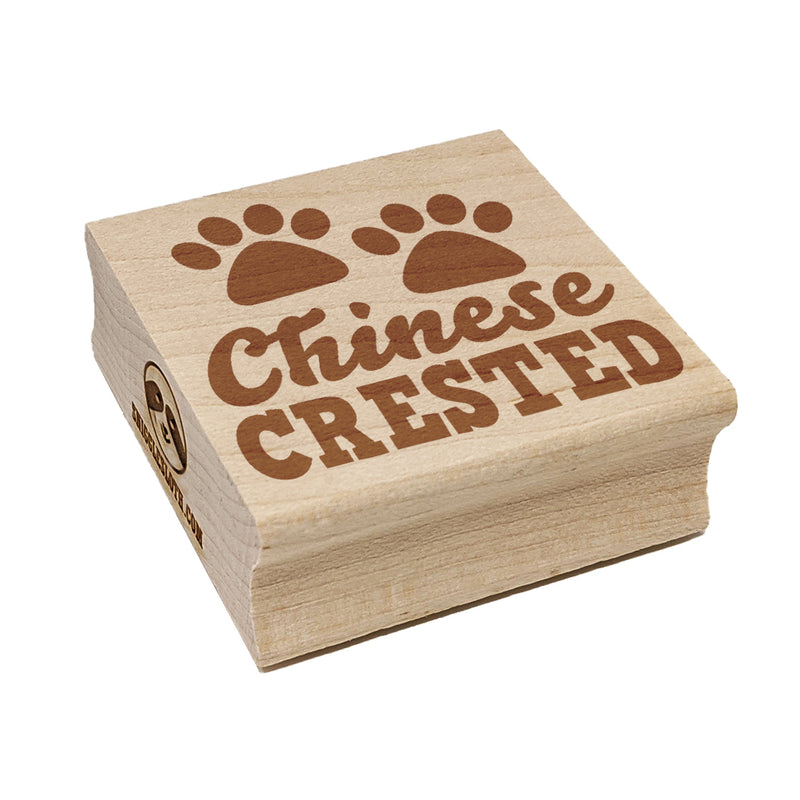 Chinese Crested Dog Paw Prints Fun Text Square Rubber Stamp for Stamping Crafting