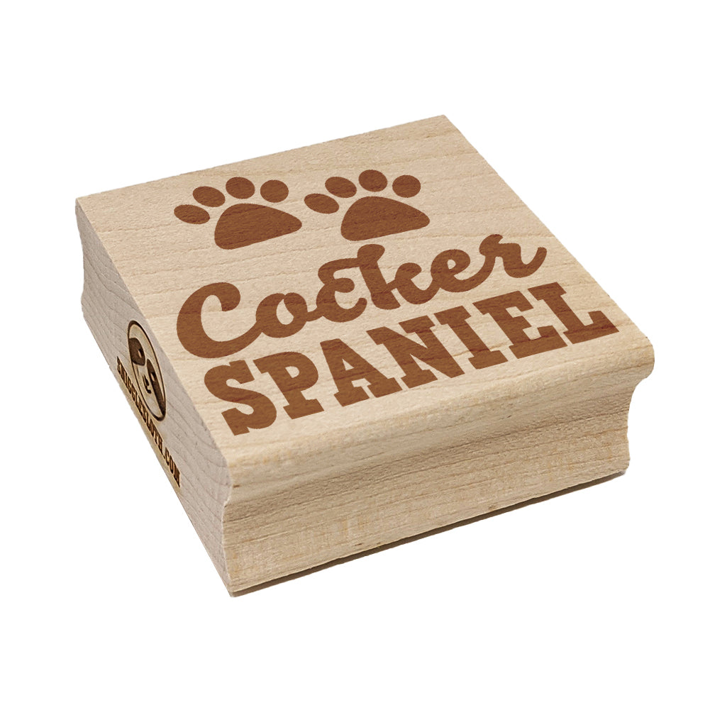 Cocker Spaniel Dog Paw Prints Fun Text Square Rubber Stamp for Stamping Crafting