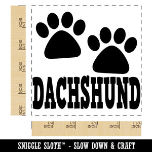 Dachshund Dog Paw Prints Fun Text Square Rubber Stamp for Stamping Crafting