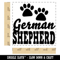 German Shepherd Dog Paw Prints Fun Text Square Rubber Stamp for Stamping Crafting